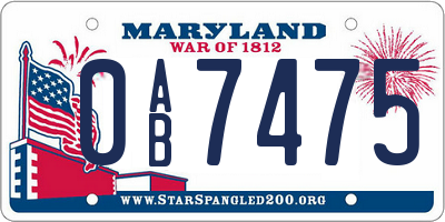 MD license plate 0AB7475