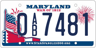MD license plate 0AB7481