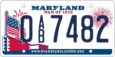MD license plate 0AB7482