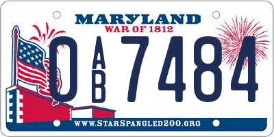 MD license plate 0AB7484