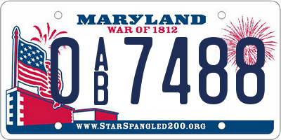 MD license plate 0AB7488