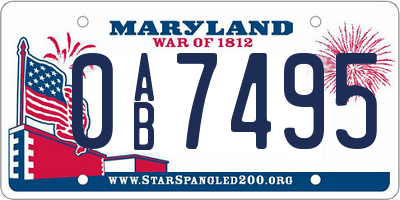 MD license plate 0AB7495