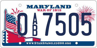 MD license plate 0AB7505