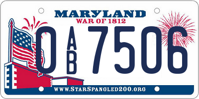 MD license plate 0AB7506