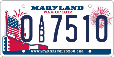 MD license plate 0AB7510