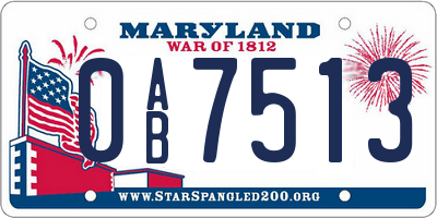 MD license plate 0AB7513