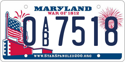 MD license plate 0AB7518