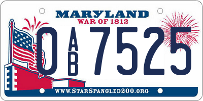 MD license plate 0AB7525
