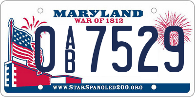 MD license plate 0AB7529