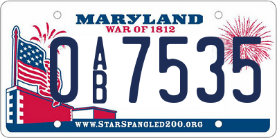 MD license plate 0AB7535