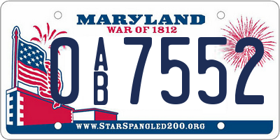 MD license plate 0AB7552