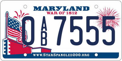 MD license plate 0AB7555
