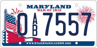 MD license plate 0AB7557
