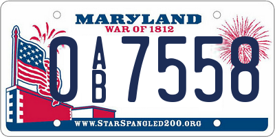 MD license plate 0AB7558