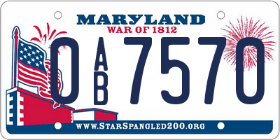 MD license plate 0AB7570