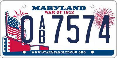 MD license plate 0AB7574