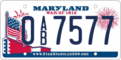 MD license plate 0AB7577