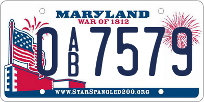 MD license plate 0AB7579