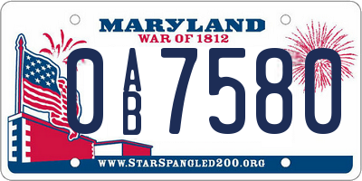 MD license plate 0AB7580