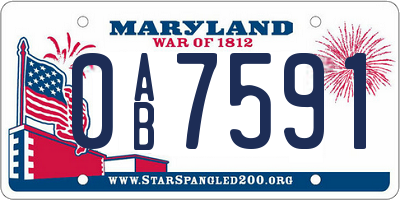 MD license plate 0AB7591