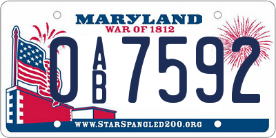 MD license plate 0AB7592