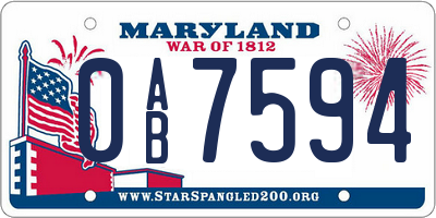 MD license plate 0AB7594