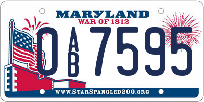 MD license plate 0AB7595