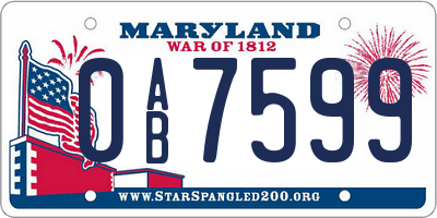 MD license plate 0AB7599