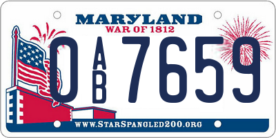 MD license plate 0AB7659