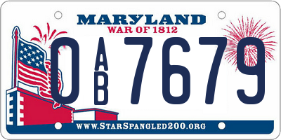 MD license plate 0AB7679