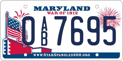MD license plate 0AB7695