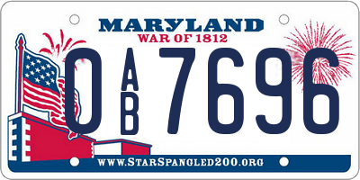 MD license plate 0AB7696
