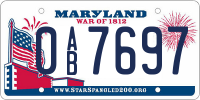 MD license plate 0AB7697