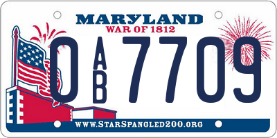 MD license plate 0AB7709