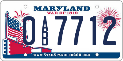 MD license plate 0AB7712