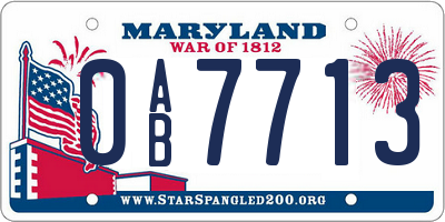 MD license plate 0AB7713