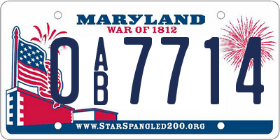 MD license plate 0AB7714
