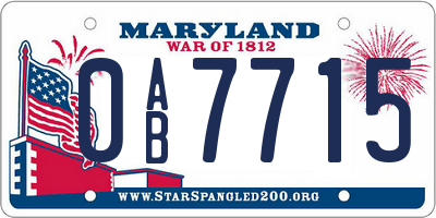 MD license plate 0AB7715
