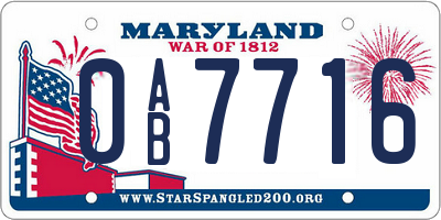MD license plate 0AB7716