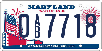 MD license plate 0AB7718