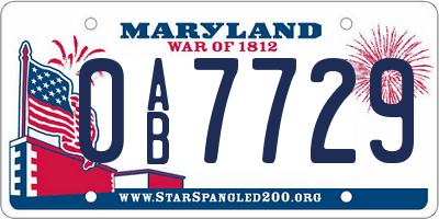 MD license plate 0AB7729