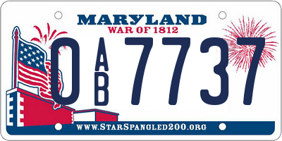 MD license plate 0AB7737