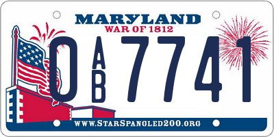 MD license plate 0AB7741