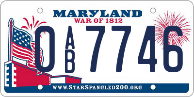 MD license plate 0AB7746