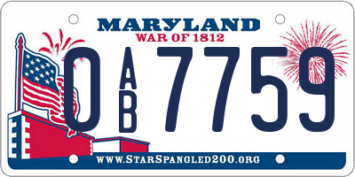 MD license plate 0AB7759
