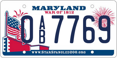 MD license plate 0AB7769
