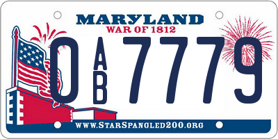 MD license plate 0AB7779