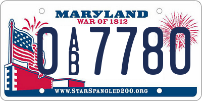 MD license plate 0AB7780