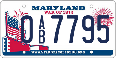 MD license plate 0AB7795