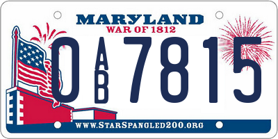 MD license plate 0AB7815